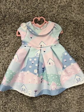 Pastel Cottage Print Toddler Dress - Pink, Mint & Light Blue Like new 24 M